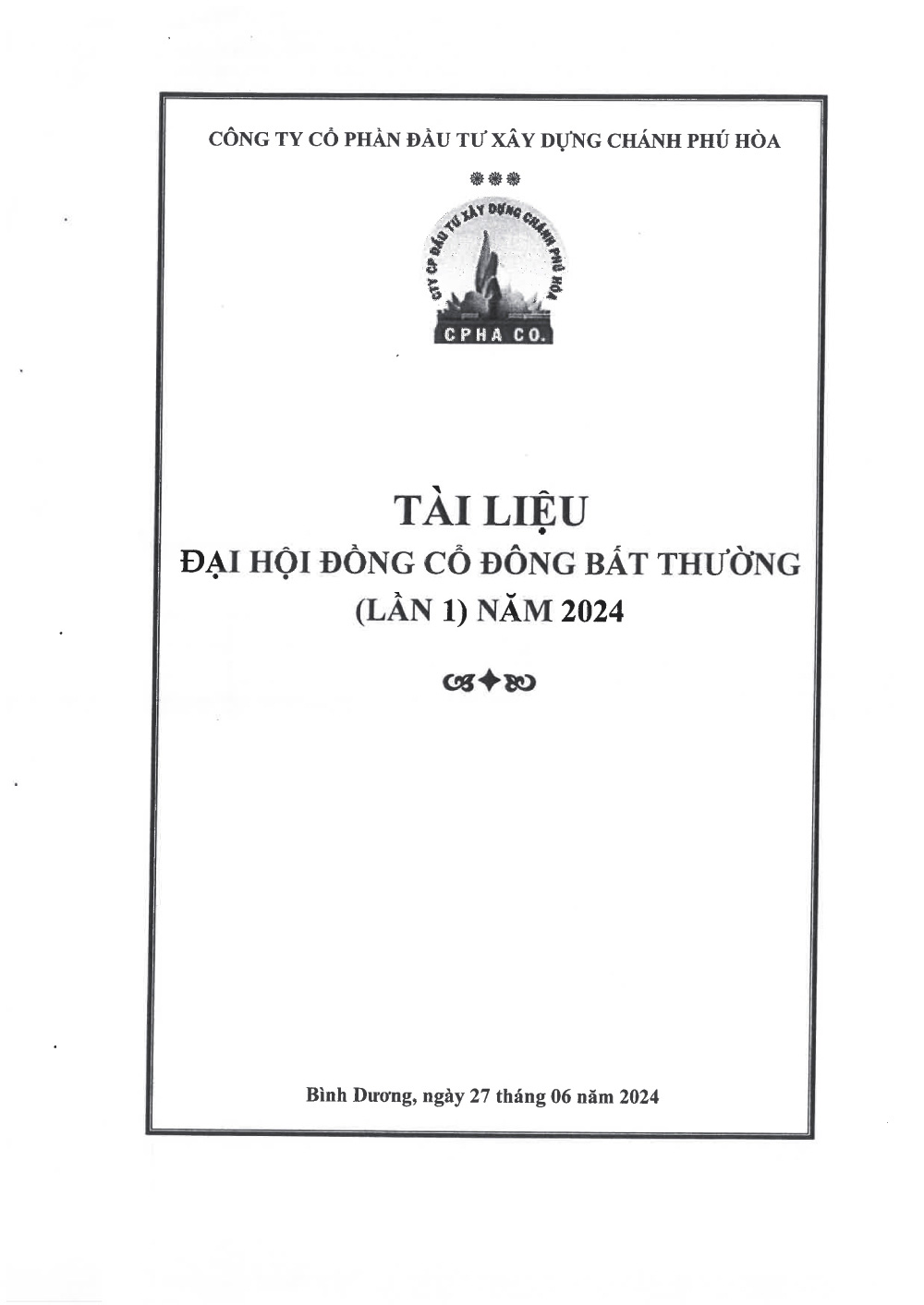 TÀI LIỆU ĐẠI HỘI CỔ ĐỒNG BẤT THƯỜNG (LẦN 1 NĂM 2024)